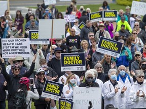 B.C. Health Care Matters rallies at the Legislature on World Family Doctor Day in Victoria on May 19.