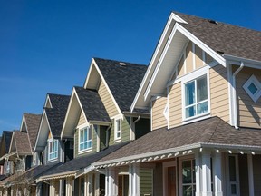 Row of modern townhouses in Vancouver.