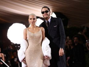 Kim Kardashian and Pete Davidson arrive at the In America: An Anthology of Fashion themed Met Gala at the Metropolitan Museum of Art in New York City May 2, 2022. Kim wore Marilyn Monroe's 1962 dress to the event