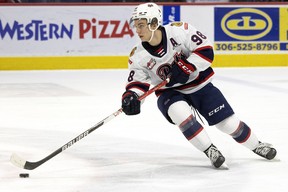 Connor Bedard, in Western Hockey League action for the Regina Pats this past season, finished fourth in the league with 100 points on 51 goals and 49 assists in 62 games.