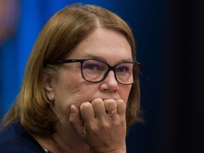 Jane Philpott listens to an address at the B.C. Assembly of First Nations annual general meeting at the Musqueam First Nation, in Vancouver, Thursday, Sept. 19, 2019.