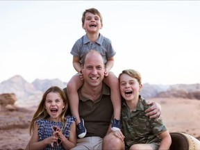 Prince William and his children, George, Louis and Charlotte, are pictured in a photo posted on the Duke and Duchess of Cambridge's Instagram account on Father's Day, June 19, 2022.