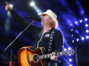 Country star Toby Keith performs during the Country Thunder music festival held at Prairie Winds Park in Calgary Saturday, August 18, 2018.