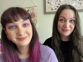 Margaux, left, and Becky Wosk are siblings involved in creating the We Belong! Festival for disabled artists and makers in Downtown Vancouver on Aug. 27.