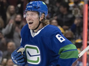 Canucks winger Brock Boeser was shooting for the 30-goal plateau this NHL season, but has been sidelined by hand surgery.