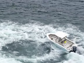 A pair of Massachusetts boaters were lucky not to be hurt after being thrown from their 24-foot boat into a "circle of death."
