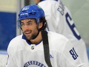 Arshdeep Bains in action during the first day of the Vancouver Canucks Development Camp at the University of British Columbia in Vancouver, BC., on July 11, 2022.