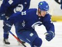 Third round draft pick Elias Pettersson goes through the drills on the first day of the Vancouver Canucks Development Camp at the University of British Columbia on Friday.