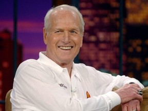 Actor Paul Newman is all smiles during an appearance on "The Tonight Show," hosted by Jay Leno, at NBC Studios in Burbank, Calif., April 8, 2005.