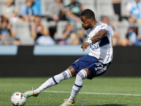 Whitecaps super-sub Tosaint Ricketts scores against Charlotte FC in their May 22 MLS match in Charlotte, N.C., his only goal so far this season.