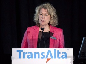 TransAlta president and CEO Dawn Farrell speaks during the company's annual general meeting in Calgary on Tuesday, April 29, 2014. Trans Mountain Corp. says Farrell will become its president and chief executive next week.