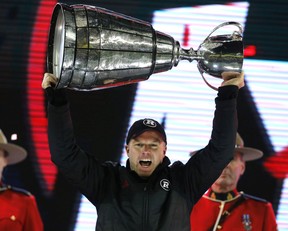 Coach Rick Campbell of the Ottawa Redblacks with the 104th Grey Cup at BMO Field in Toronto, Ont. on Sunday Nov. 27, 2016.