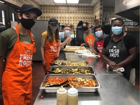 Chef Tasha Sawyer with students participating in the LunchLab program in August 2021.