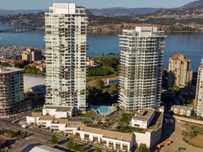 One Water Street in Kelowna comprises 427 homes, including 406 condos, 18 sub penthouses and three penthouses.