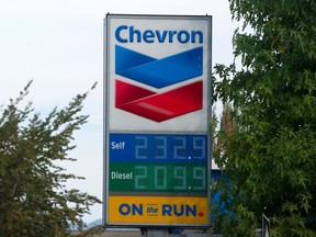 Gas prices hit a whopping 232.9 at the Chevron at Main Street and East 12th Avenue in Vancouver on Monday.