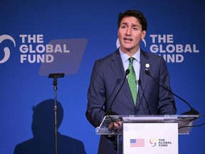 Prime Minister, Justin Trudeau speaks at the Global Fund Seventh Replenishment Conference in New York City, Wednesday, Sept. 21, 2022.