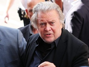 Steve Bannon, former adviser to former U.S. President Donald Trump, arrives at the New York District Attorneys office in New York City to turn himself in, Thursday, Sept. 8, 2022.