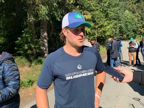 Brock Boeser at Canucks training camp in Whistler on Sept. 22, 2022. Photo by Patrick Johnston.