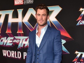 Chris Hemsworth attends the Marvel Studios "Thor: Love And Thunder" world premiere at the El Capitan theatre in Los Angeles, June 23, 2022.