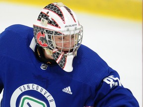 Ty Young in action during the 2022 Vancouver Canucks development camp at the University of British Columbia in Vancouver, BC., on July 12, 2022.