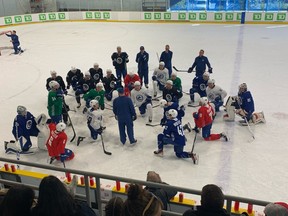 Thursday on the ice at the Canucks' training camp in Whistler.  (Photo: Patrick Johnston)