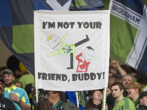 Seattle Sounders fans before the Vancouver Whitecaps took on the Sounders.