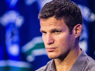 Vancouver Canucks' Kevin Bieksa during the training camp media availability at Rogers Arena in Vancouver, B.C. on Thursday September 18, 2014. Photo: Carmine Marinelli
