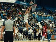 UBC's Brian Wallack goes in for dunk Friday night against SFU at War Memorial Gym in the Buchanan Cup rivalry game between the two programs.