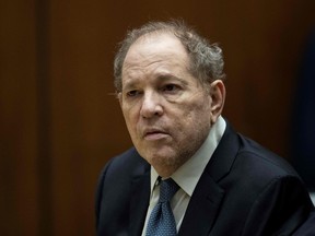 In this file photo taken on October 04, 2022, former US film producer Harvey Weinstein appears in court at the Clara Shortridge Foltz Criminal Justice Center in Los Angeles, California. - Opening arguments are expected to begin Monday in the Los Angeles trial of disgraced Hollywood movie mogul Harvey Weinstein, with five alleged victims expected to take the stand during the two-month case. (Photo by ETIENNE LAURENT / POOL / AFP)