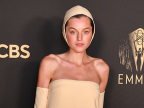 Emma Corrin attends the 2021 Emmy Awards in Los Angeles, Sept. 19, 2021.