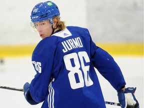 Joni Jurmo in action during the 2022 Vancouver Canucks development camp at UBC in July.