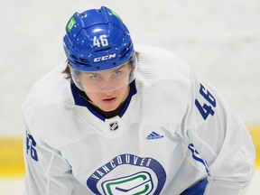 Danila Klimovich in action during the Vancouver Canucks development camp at the University of British Columbia in Vancouver, BC., on July 13, 2022.