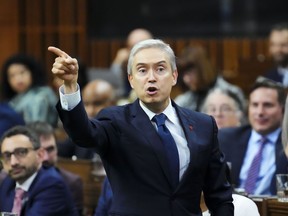 Minister of Innovation, Science and Industry Francois-Philippe Champagne stands during question period in the House of Commons on Parliament Hill in Ottawa, on Tuesday, Oct. 25, 2022.