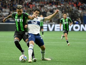 The Vancouver Whitecaps are still thin in the forward ranks, and will be looking to add a player to help Brian White, right, at the striker position.