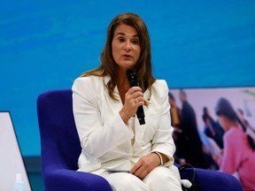 US businesswoman and philantropist Melinda Gates speaks during the Generation Equality Forum, a global gathering for gender equality convened by UN Women and co-hosted by the governments of Mexico and France in partnership with youth and civil society, at the Carrousel du Louvre in Paris on June 30, 2021. (Photo by LUDOVIC MARIN/AFP via Getty Images)