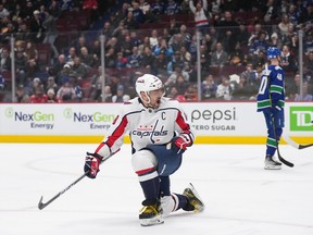 Two goals allowed Alex Ovechkin to pass Wayne Gretzky for most career NHL road goals with 403.