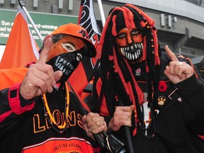 bc lions fans dressed up for CFL west semifinal game