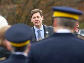 B.C. Premier David Eby outlined his plan to make communities safer during a press conference at Vancouver's Queen Elizabeth Park on Nov. 20, 2022.