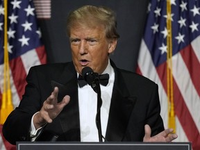 Former President Donald Trump speaks at Mar-a-Lago Friday, Nov. 18, 2022 in Palm Beach, Fla.