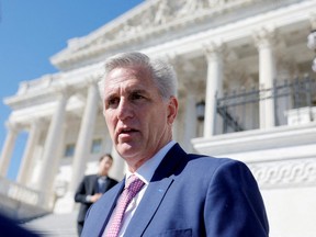 House Minority Leader Kevin McCarthy (R-CA) speaks during a news conference about the House Republicans "Commitment to America" outside the United States Capitol building in Washington, D.C., on Sept. 29, 2022.