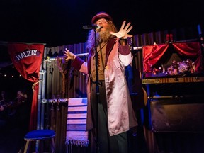 Ben Caplan plays the Wanderer in Old Stock: A Refugee Love Story, which runs until Dec. 11 at the SFU Goldcorp Centre for the Arts. Photo: Stoo Metz Photography