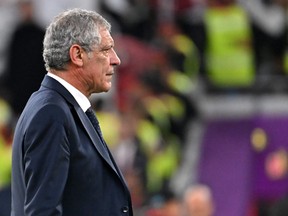 Portugal's coach Fernando Santos reacts after losing to Morocco.