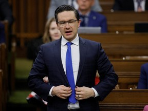 Conservative Party of Canada Leader Pierre Poilievre speaks during Question Period in the House of Commons on Parliament Hill in Ottawa December 14, 2022. REUTERS/Blair Gable
