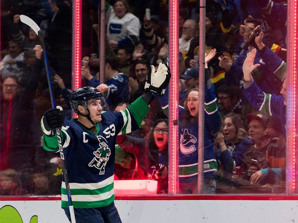 Canucks 6, Sharks 2 Canucks climb above .500 for first time this