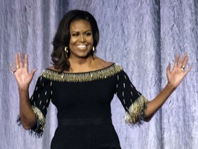 Michelle Obama at an event promoting her book, Becoming in April.