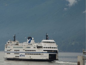A ferry approaches Horseshoe Bay terminal in West Vancouver.