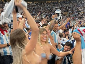 Two Argentinian influencers dare the mullahs at the World Cup in Qatar with their topless antics. NOE DREAMS/ INSTAGRAM