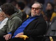 Jack Nicholson watches the second half of an NBA basketball game between the Los Angeles Lakers and the Los Angeles Clippers, Thursday, Oct. 19, 2017.