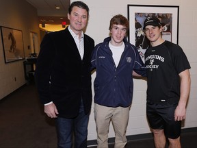 When Connor McDavid visited hockey legends Mario Lemieux (left) and Sidney Crosby (right) in 2013, nobody could have imagined a decade later he'd be in their legendary class.