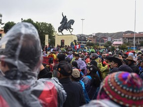 Students from the San Antonio Abad del Cusco University make a soup kitchen to feed demonstrators from various communities who arrived to protest in the city of Cuzco, Peru, on Jan. 10, 2023.